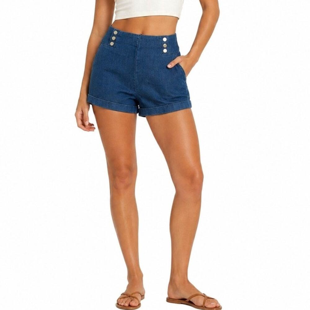 Haute Monde Jorts Denim Shorts Small Blue Jean Pull On Elastic Waist NWT